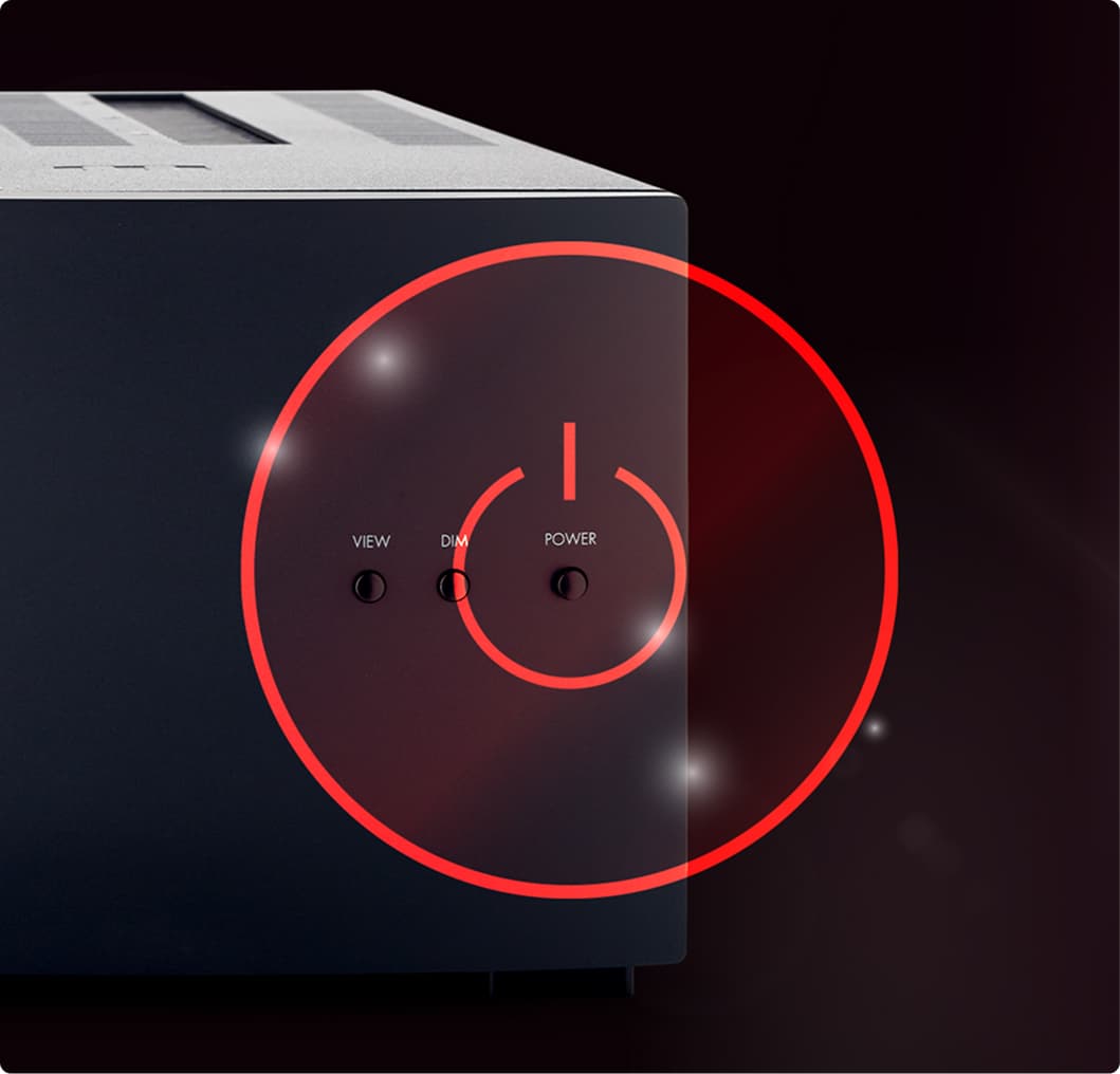 Graphical depiction of STR Amplifier power on/off options indicator
