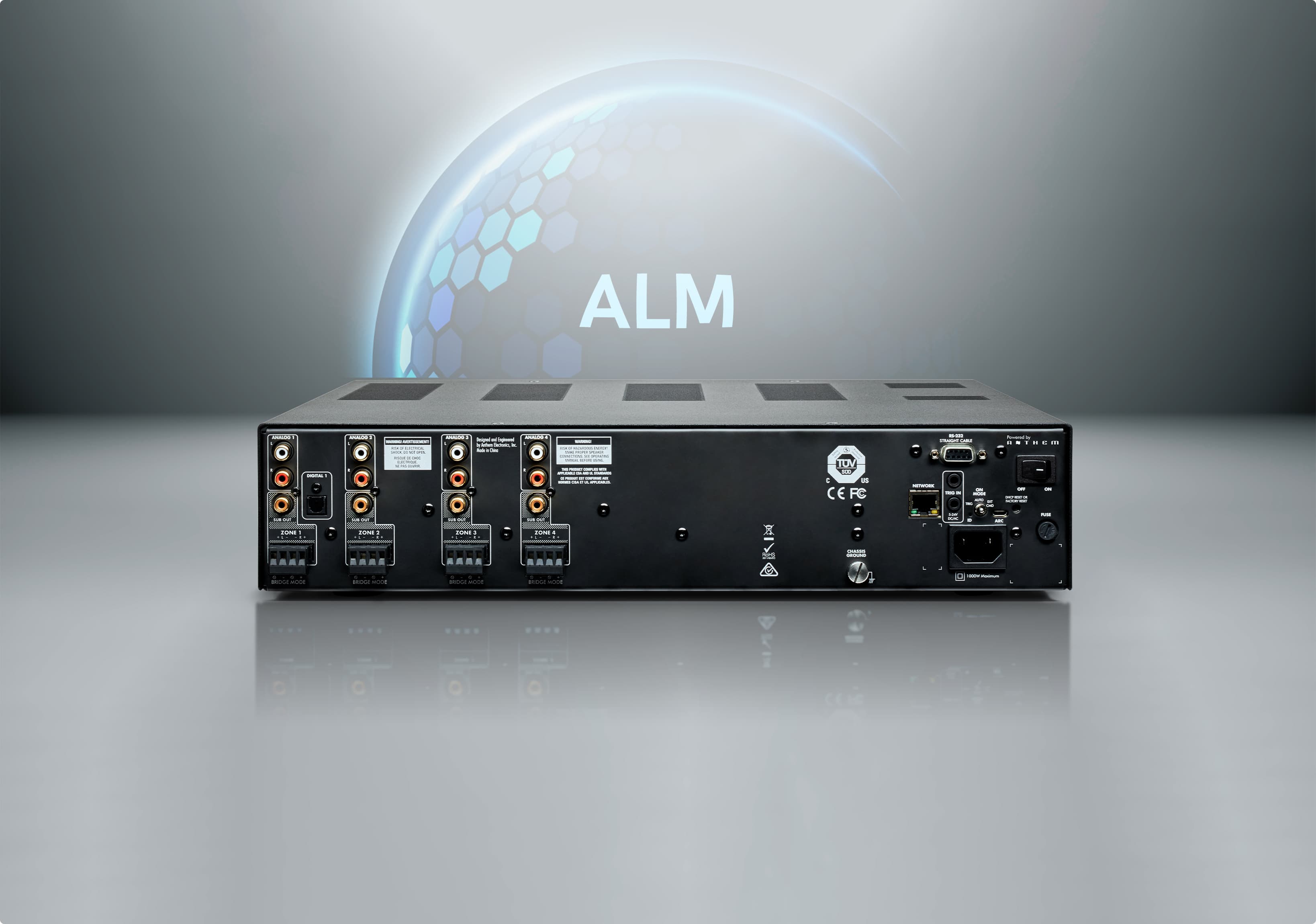 MDX-16 rear panel with Advanced Load Monitoring (ALM) graphic representation