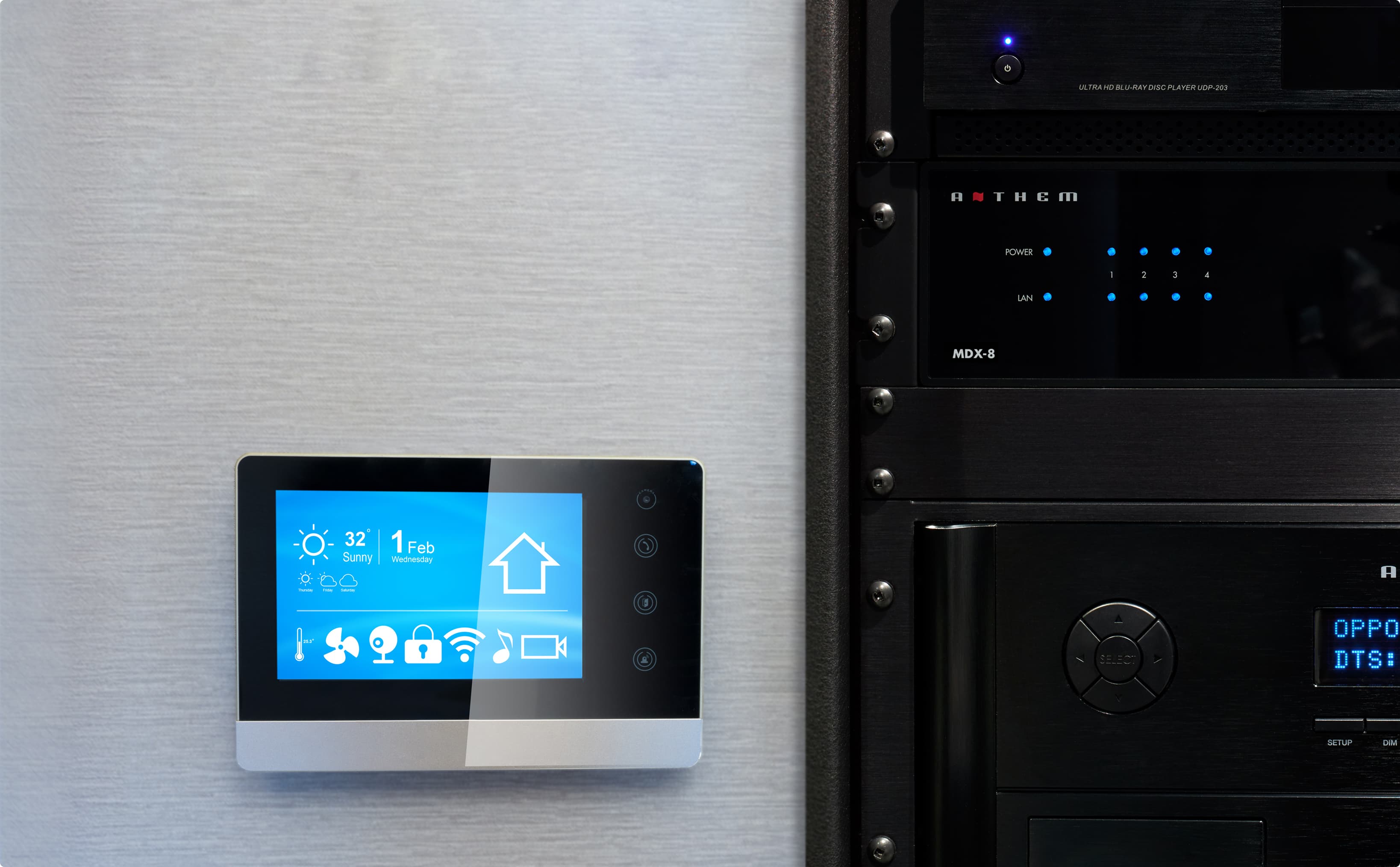 MDX-16 rack-mounted with integrated smart home automation system